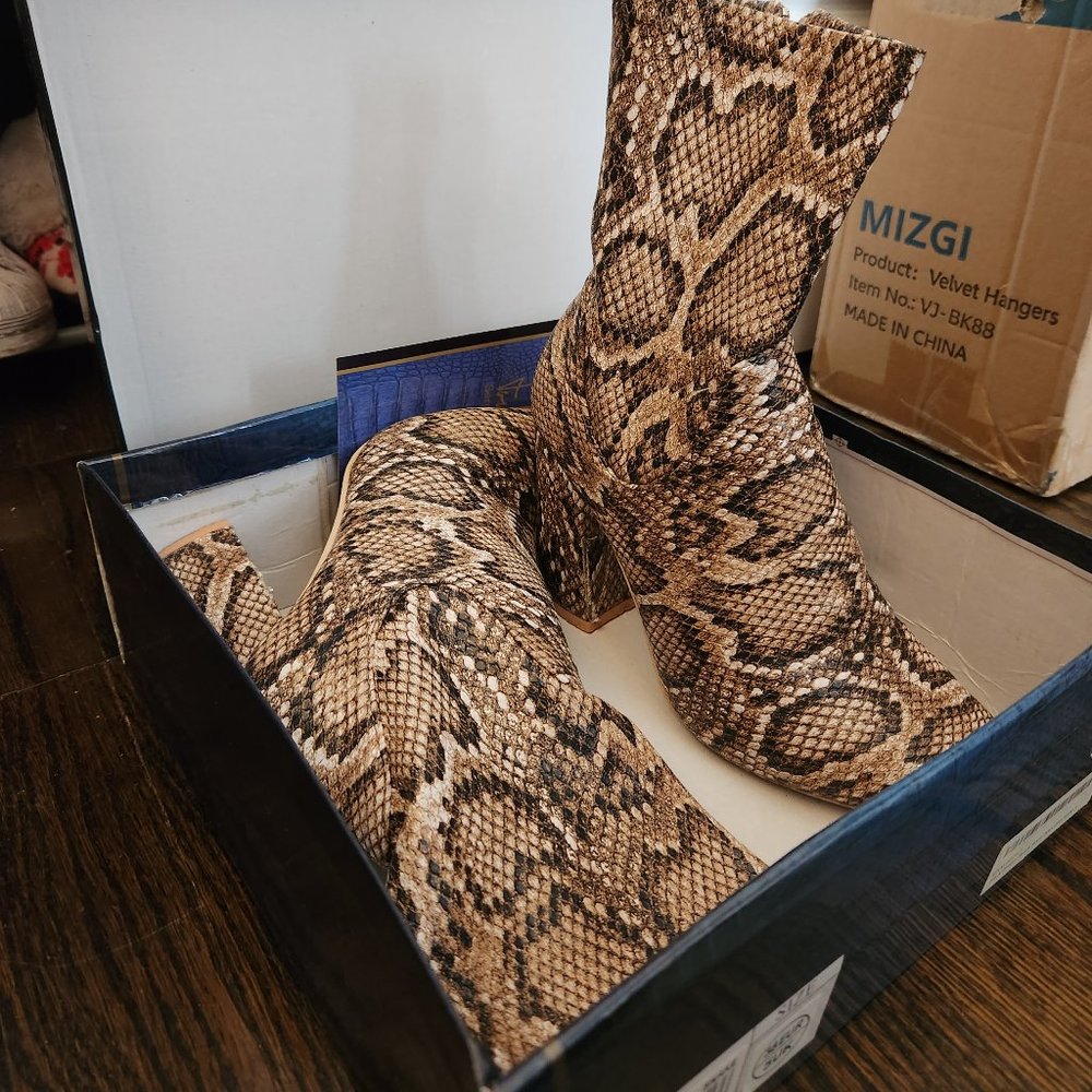 Snakeskin booties